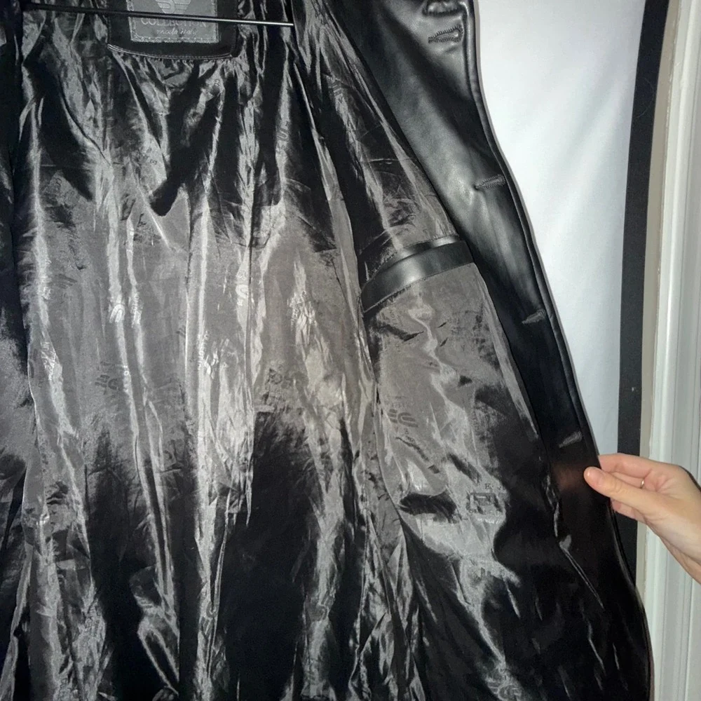 Dark Academia EA Collection Moda Italy Black Leather Jacket Womens Mob Wife‎ XL - Picture 7 of 8